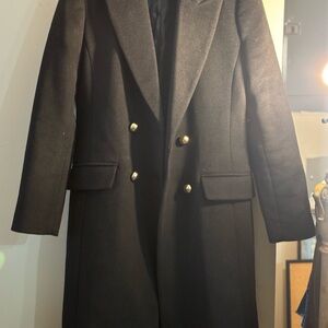 RW&CO. Classic Black Trench Coat with Gold Buttons